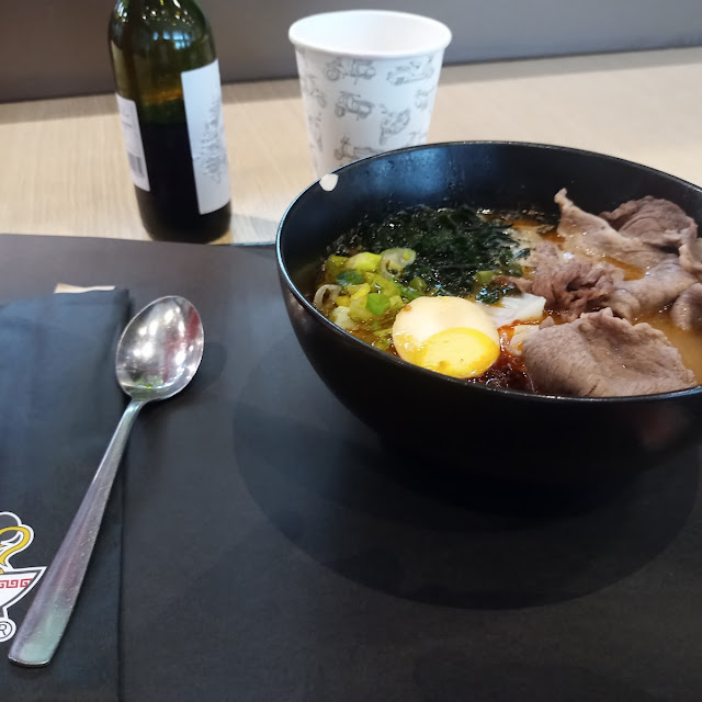 Spicy Beef Ramen with Metal Spoon wtf