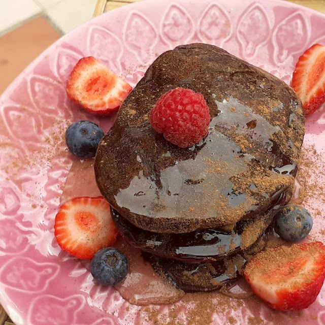 Carob Pancakes with Rice Syrup and Its