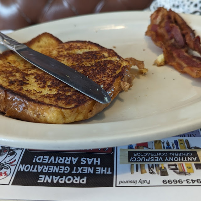 Jr's French Toast with Cinnamon Apple Vanilla Ice Cream & Caramel Drizzle
