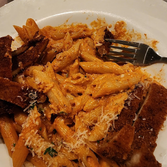 Penne Alla Vodka with Fried Chicken