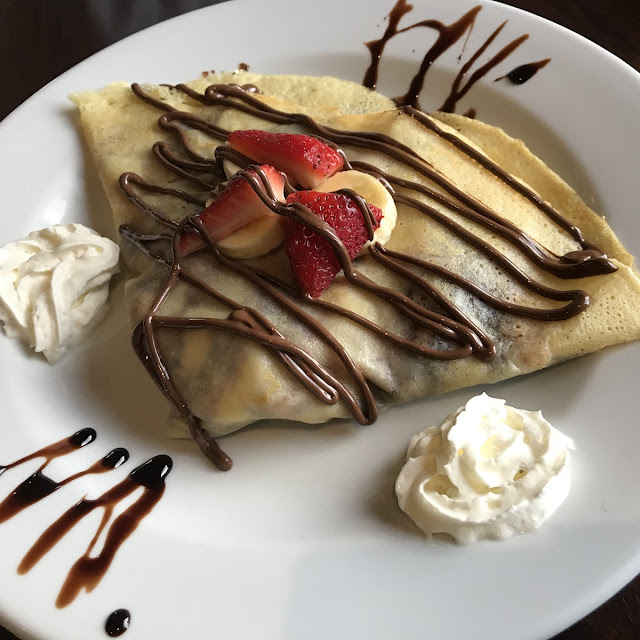 Classic Crepe with Chocolate Sauce and Saffron Pistachio Ice Cream