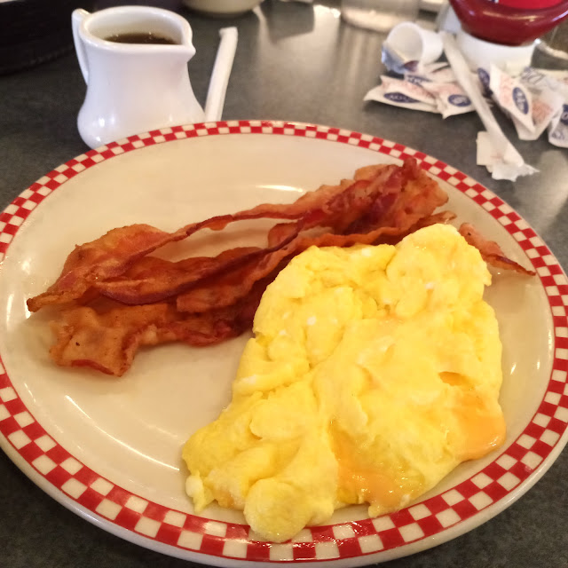 Scrambled Cheese and Eggs and Crunchy Bacon