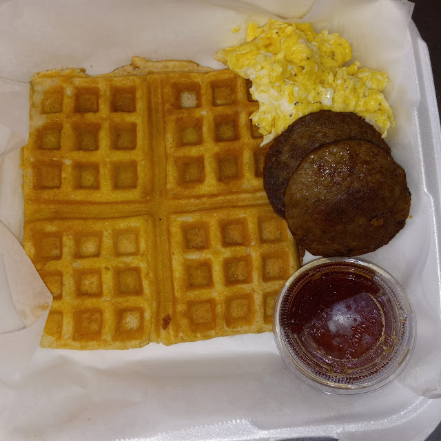 Waffle 2 Eggs Bacon or Patty Sausage