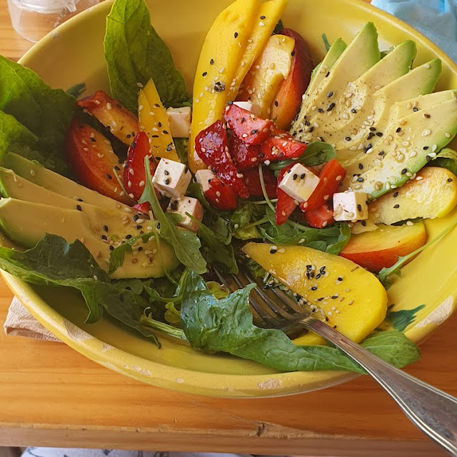 Goat Cheese Salad with Arugula and Peaches