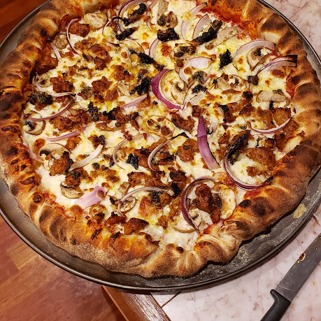Pizza Made on a Green Mountain Pellet Grill with Pizza Oven Insert Lots of Fun