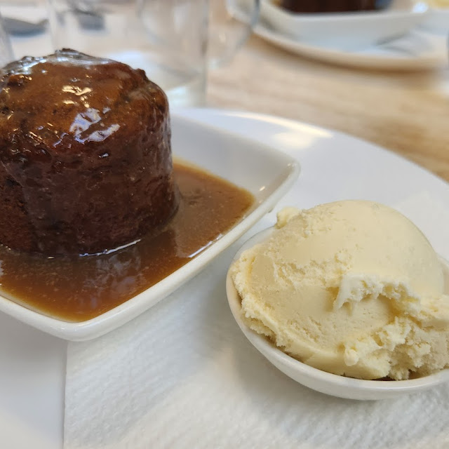 Sticky Date Pudding with Caramel Sauce and Ice Cream on the Side