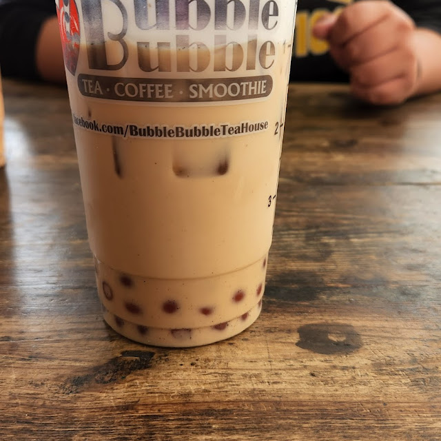 Vanilla Milk Tea with Strawberry Popping Boba
