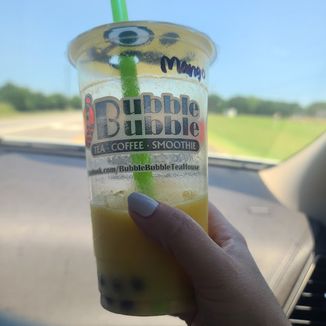 Mango Slush with Blueberry Popping Boba