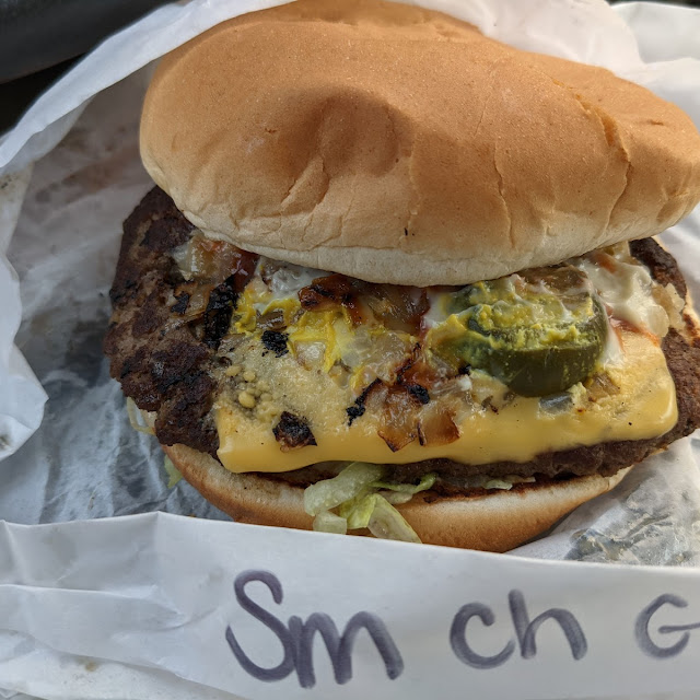 Small Burger with Grilled Onions