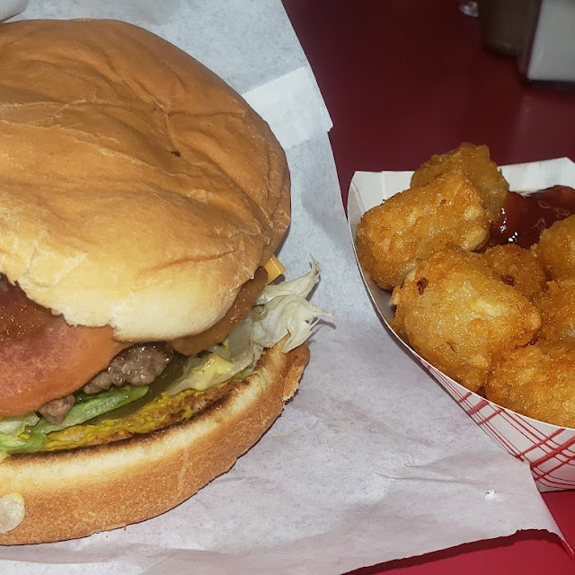 Cheese Burger and Tots