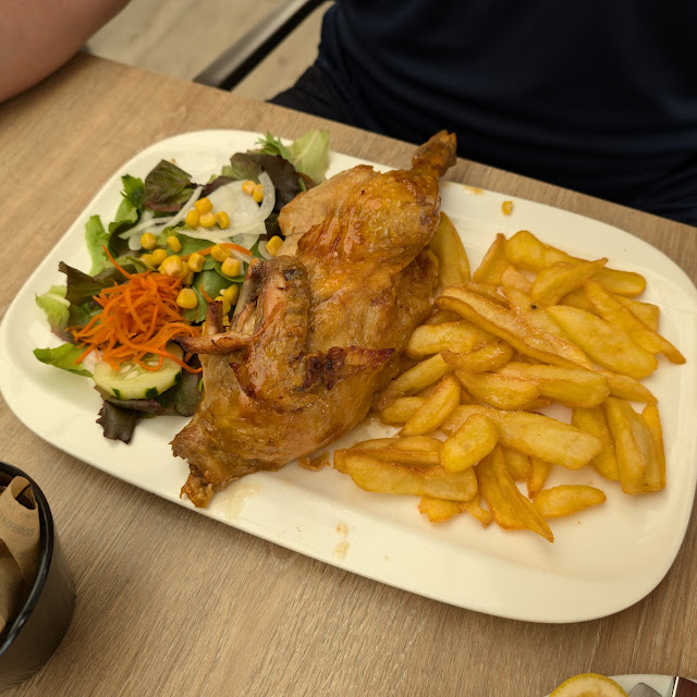 Roasted Chicken with Fries and Salad