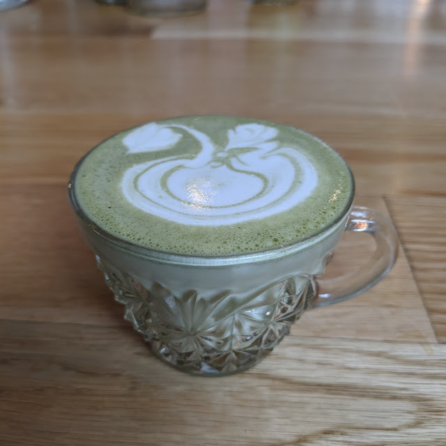 Matcha Latte with Heart Art