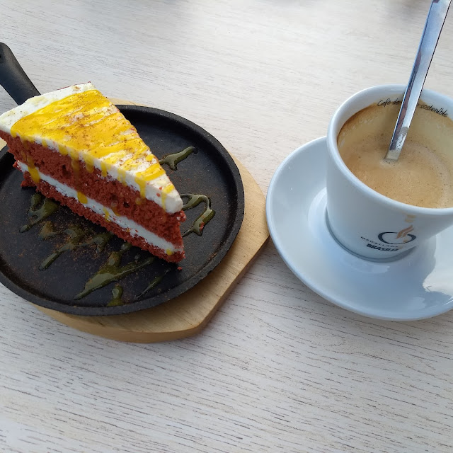 Red Velvet Cake and Coffee with Milk