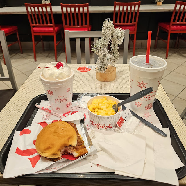 Chick-Fil-A Meal with Macaroni and Cheese Strawberry Milkshake Add
