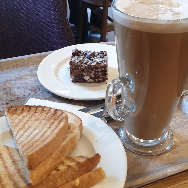 Vegan Cheese and Ham Toastie Vegan Rocky Road and Coconut and Vanilla Latte