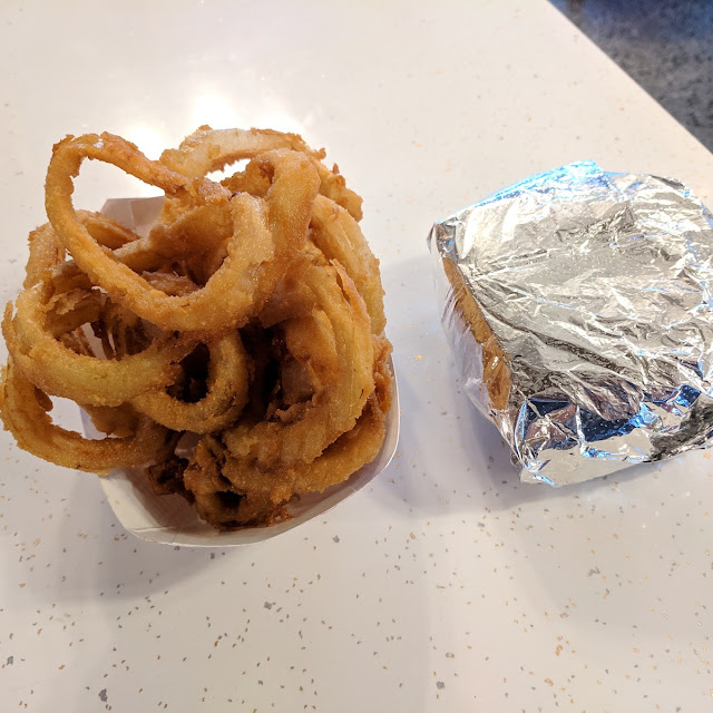 Burger and Onion Rings