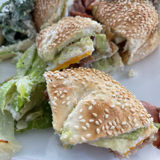 Toasted Bagel Bacon Egg Lettuce & Avocado