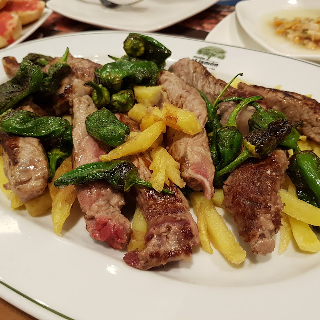 Steak and Chips with Padron Peppers