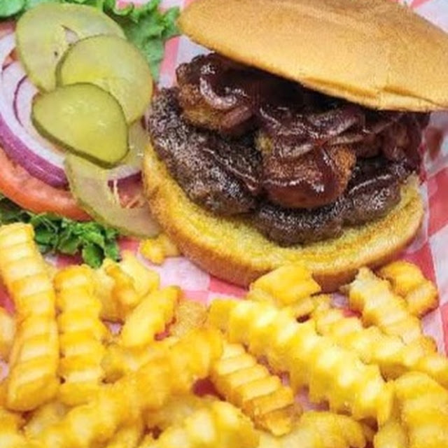 BBQ Bacon Burger and Fries