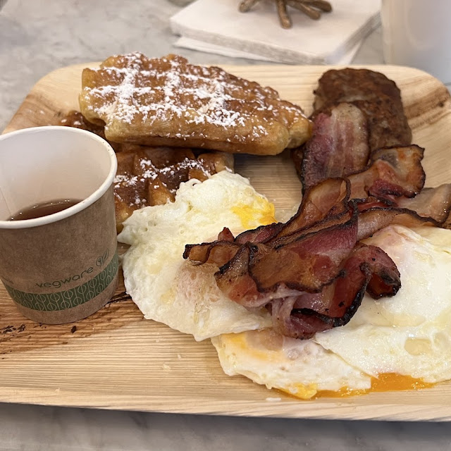 Two Farm Fresh Eggs Bacon Toast with Butter