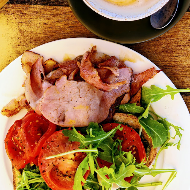 Bruschetta Basil Pesto Roast Tomato Boccochini Rocket Bacon