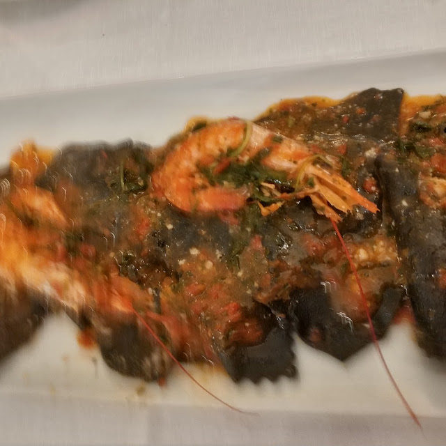 Black Ravioli Stuffed with Fish and Seafood