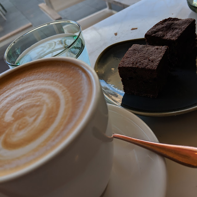 Flat White with Chocolate Brownie