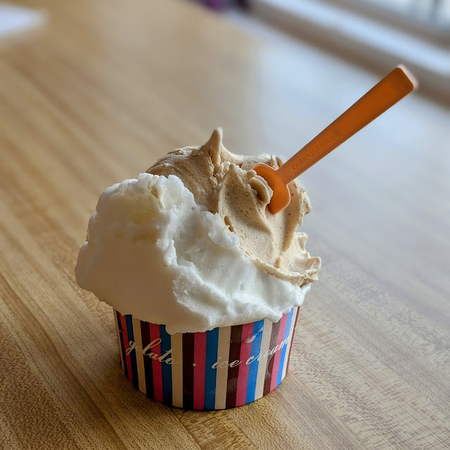 Two Gelatos in a Medium Cup Lemon and Hazelnut