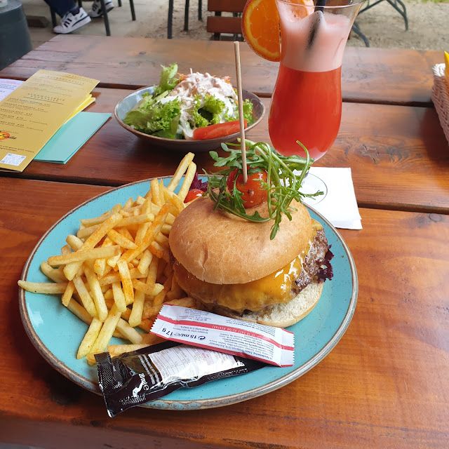 Chicken Burgers and Fries and Salad