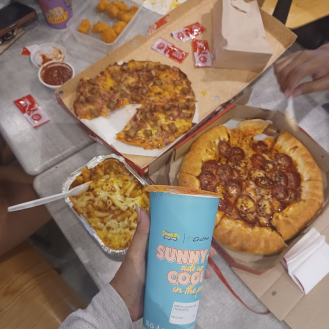 Pizza Hut Pizza and Chatime Milktea