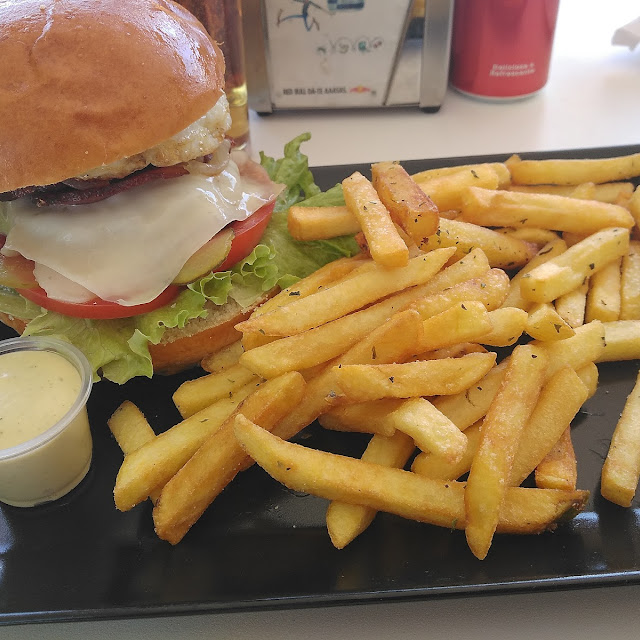 Burger and Fries with Cheese