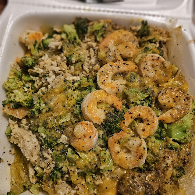 Shrimp Broccoli Chicken & Cheese