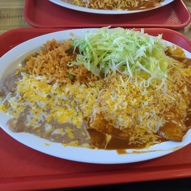 Cheese Enchiladas with Rice and Beans