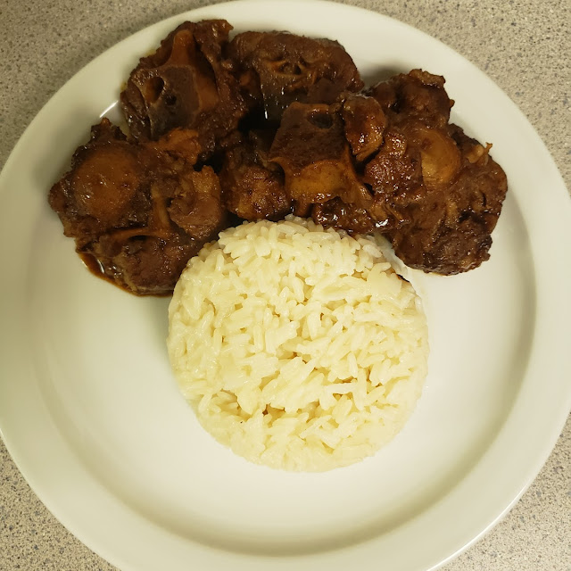 Brown Stew Chicken with Rice & Peas or Steamed Vegetables