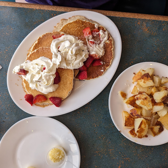 Waffles with Whipped Cream and Strawberries