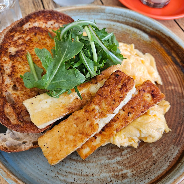 Scrambled Eggs on Toast Plus Haloumi