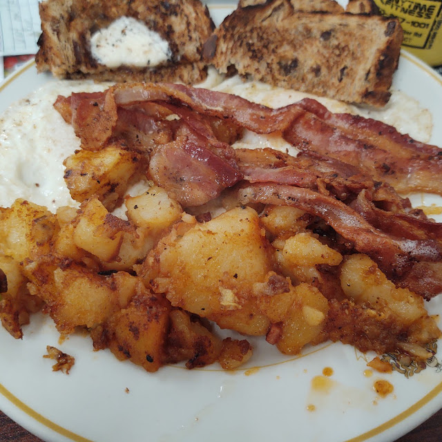 Two Eggs and Toast with Bacon
