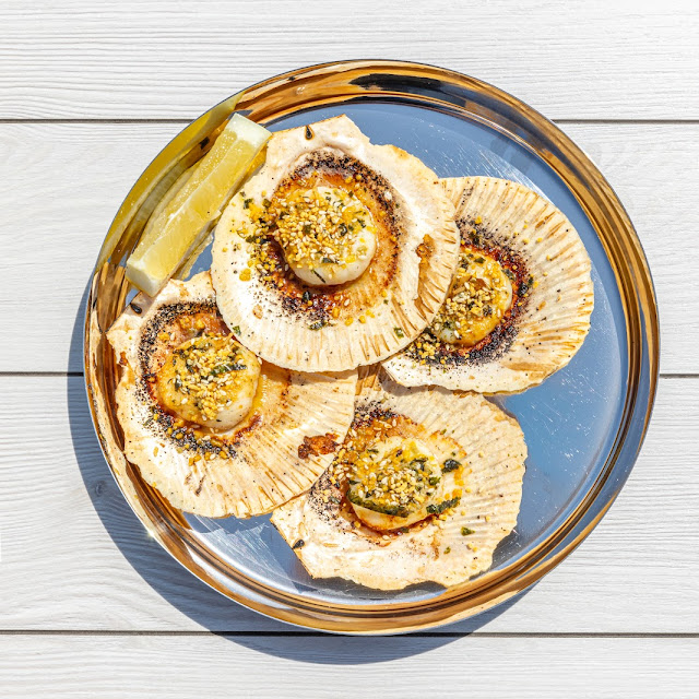 Baked Miso Half Shell Scallops