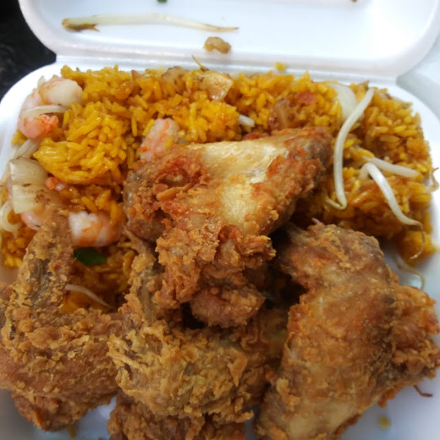 Four Wings Fried Hard with Fried Rice