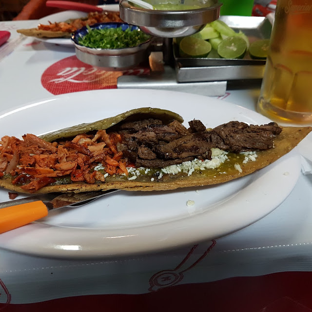 Huarache Combinado de Arrachera Con Pastor