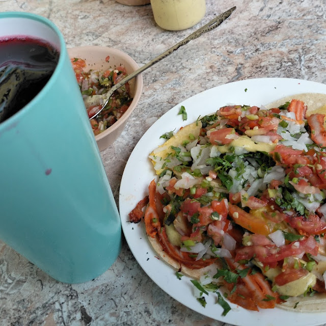 Tacos Al Pastor Y Agua de Jamaica