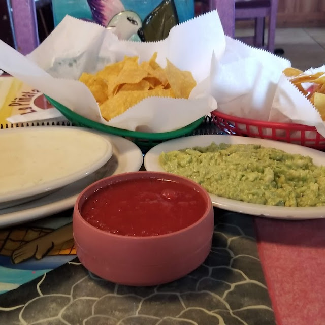 Cheese Dip and Guacamole with Chips