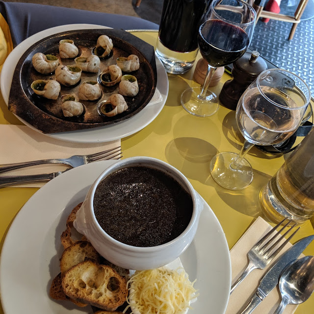 Escargot and French Onion Soup