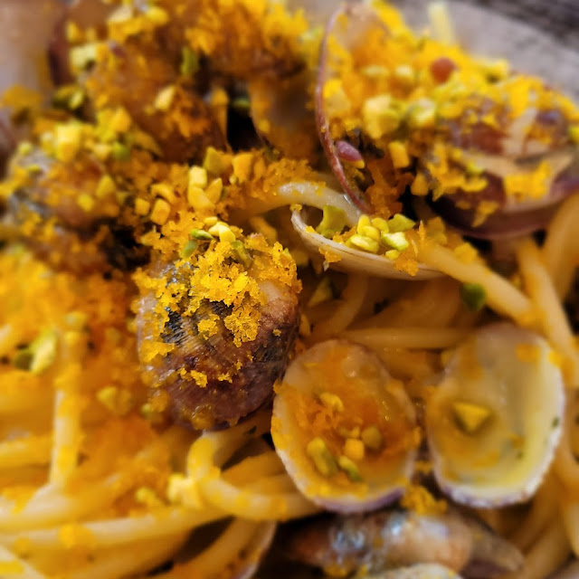 Fettuccine Con Le Vongole E Granella Di Pistacchio