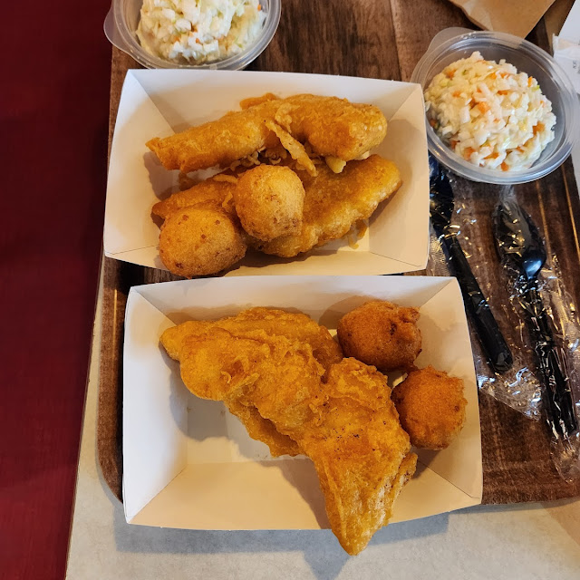 3 Piece Fish Huh Puppies and Cole Slaw
