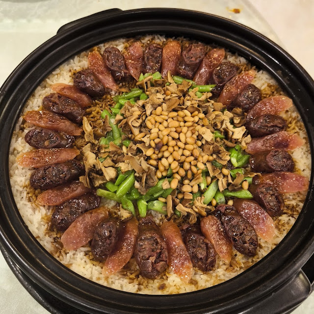 Claypot Rice Withhk Foie Gras Sausage and Wild Mushrooms