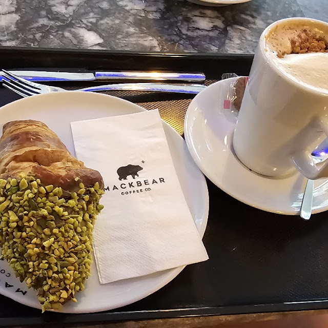 Pistachio Croissant with a Latte
