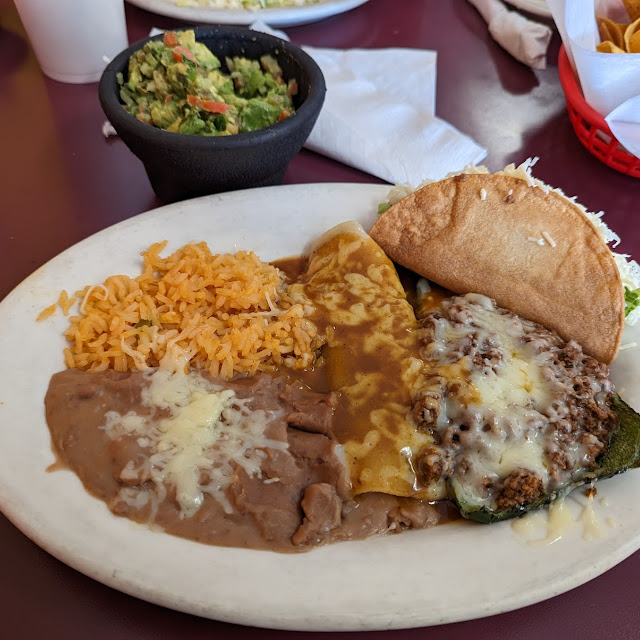 Chile Relleno and Two Crunchy Beef Tacos