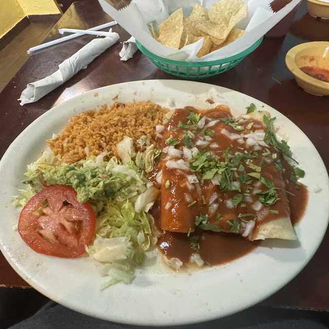 Two Cheese Enchiladas with Rice and Beans