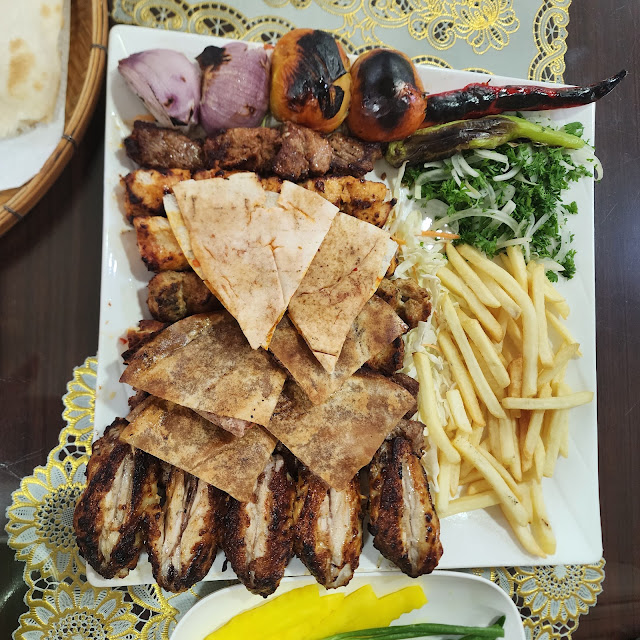 Chicken Kebab Platter and Hummus